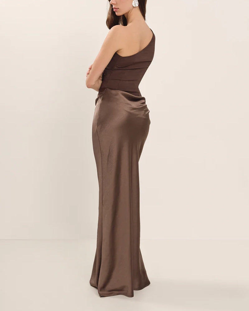 Slant Shoulder Party Dress