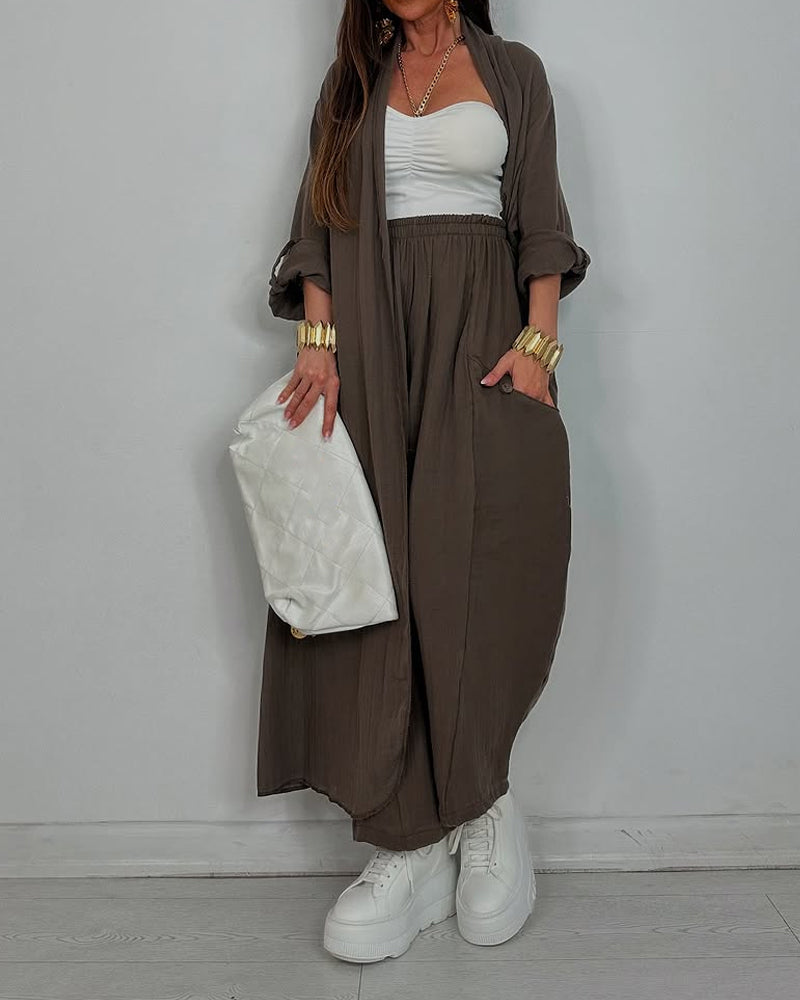 CASUAL LONG CARDIGAN SET