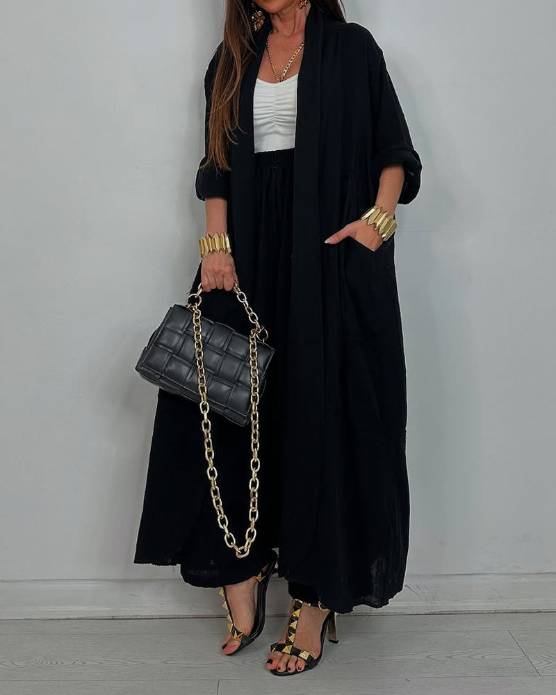CASUAL LONG CARDIGAN SET