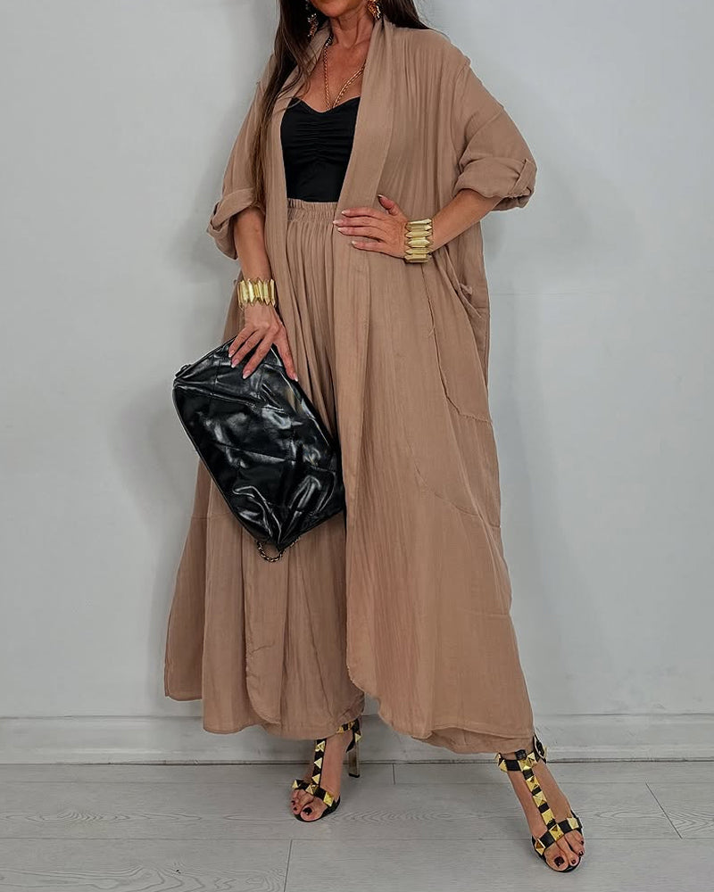 CASUAL LONG CARDIGAN SET