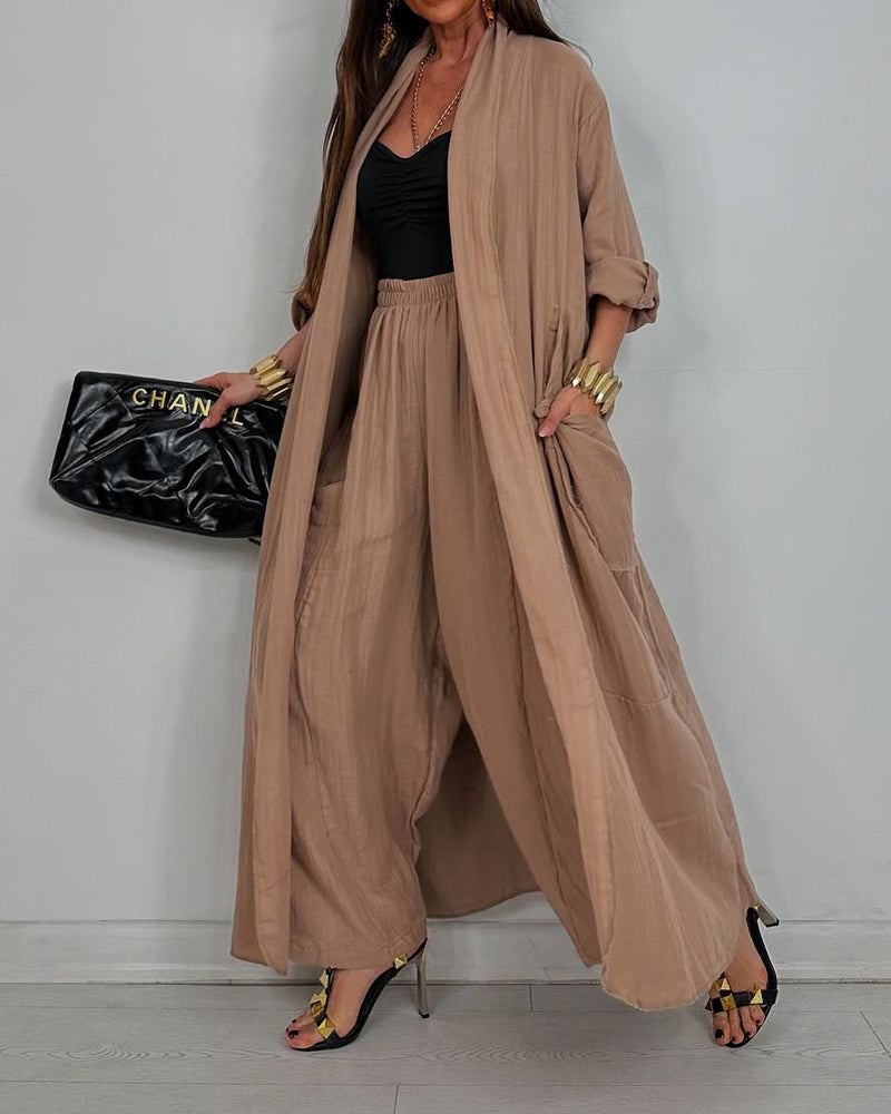 CASUAL LONG CARDIGAN SET