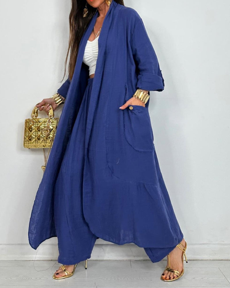 CASUAL LONG CARDIGAN SET