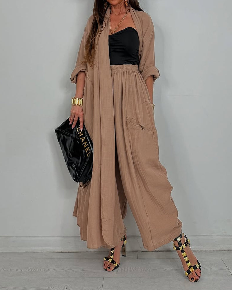 CASUAL LONG CARDIGAN SET