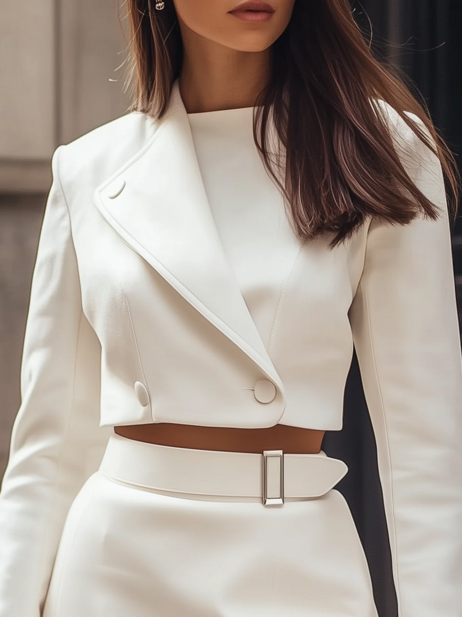 Minimalism Cropped Blazer & Mini Skirt Set