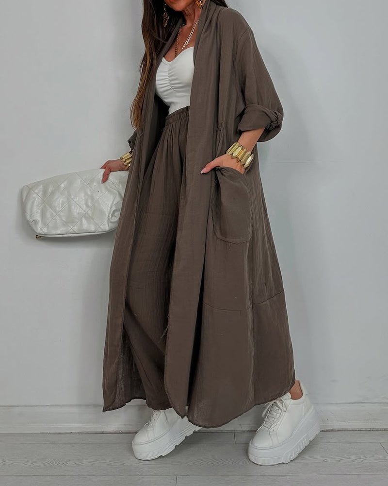 CASUAL LONG CARDIGAN SET