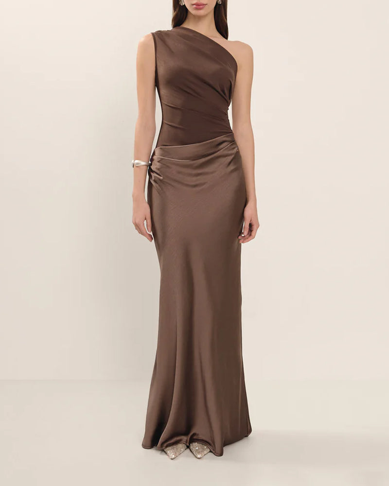 Slant Shoulder Party Dress