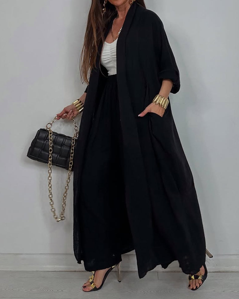 CASUAL LONG CARDIGAN SET