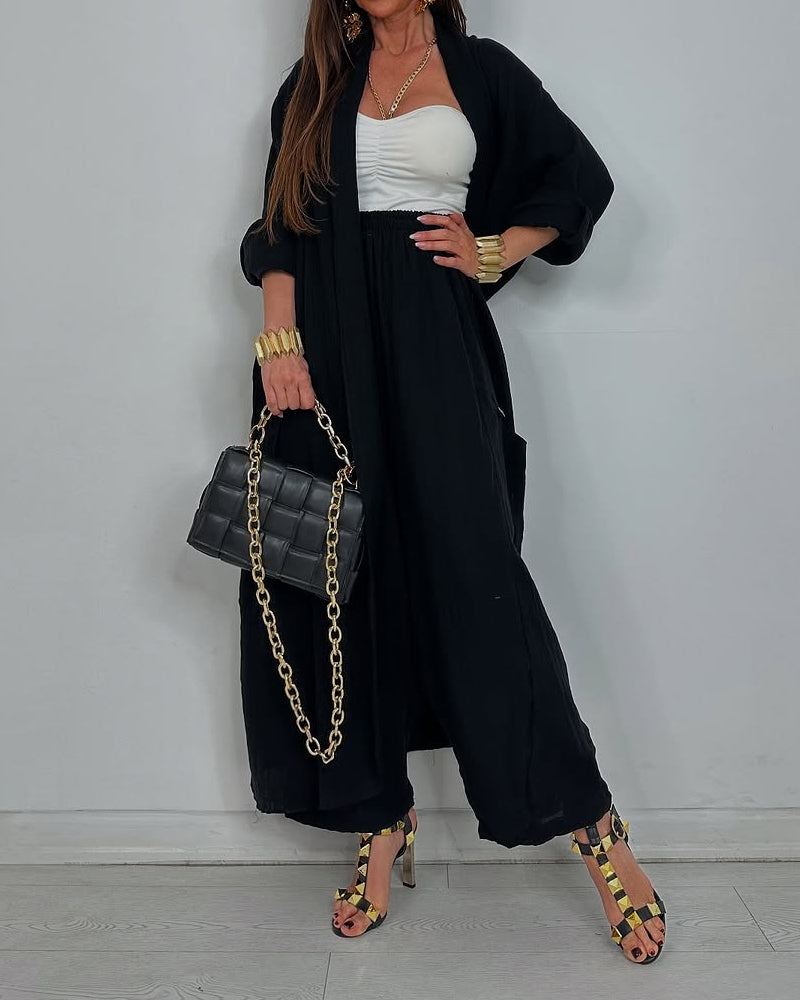 CASUAL LONG CARDIGAN SET