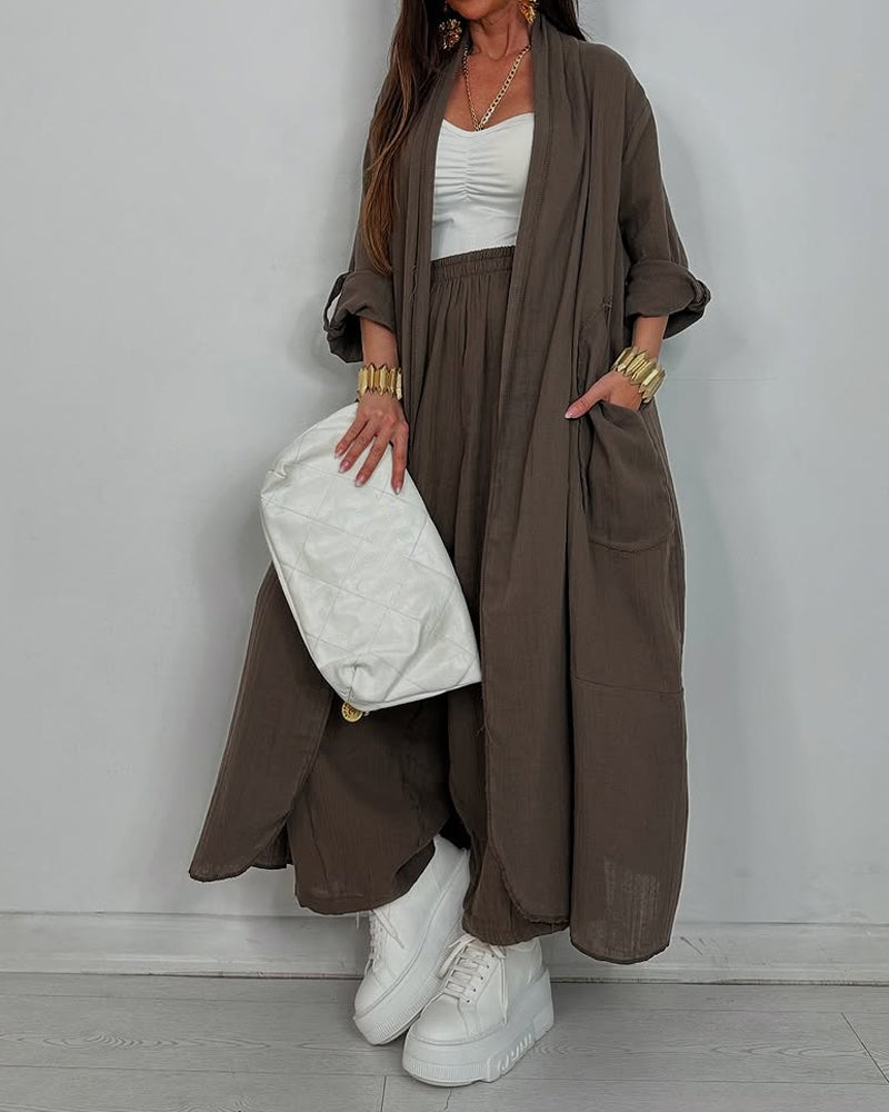 CASUAL LONG CARDIGAN SET
