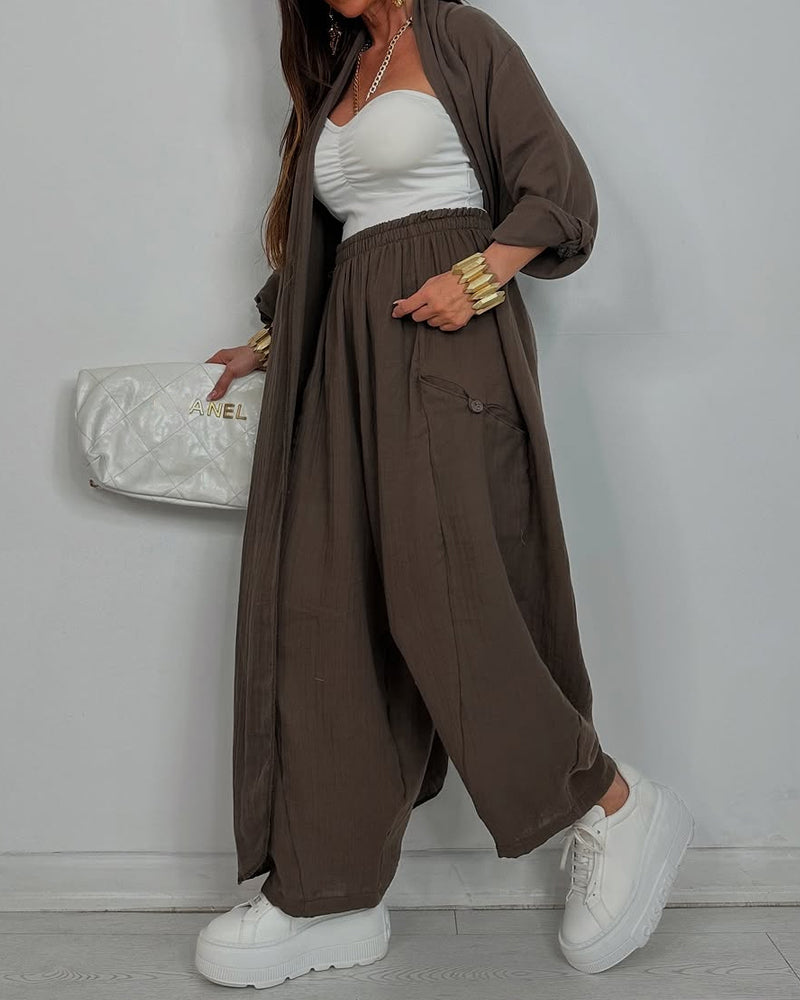 CASUAL LONG CARDIGAN SET
