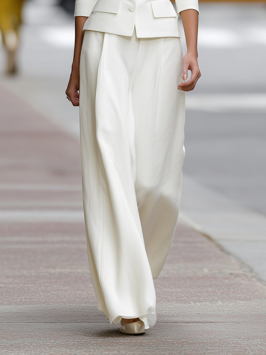Ivory Mandarin-Collar Tailored Set