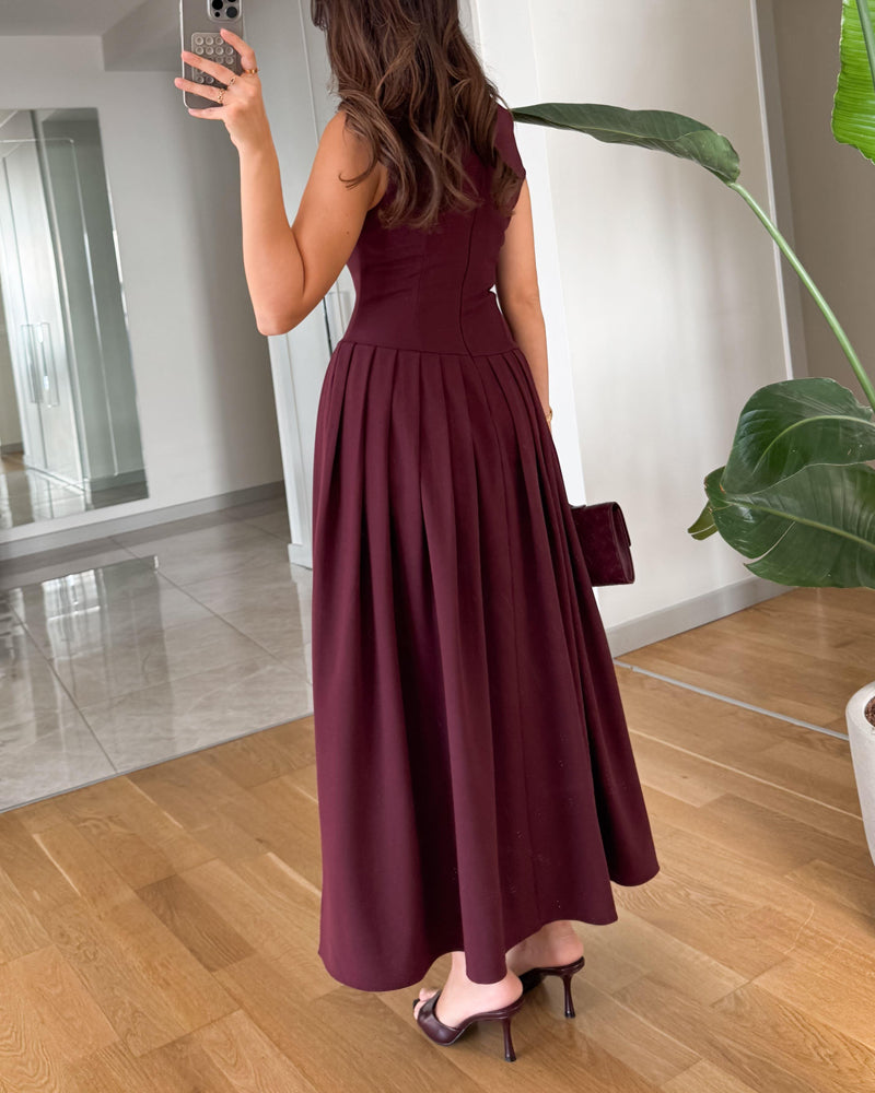 Pleated One-Shoulder Dress