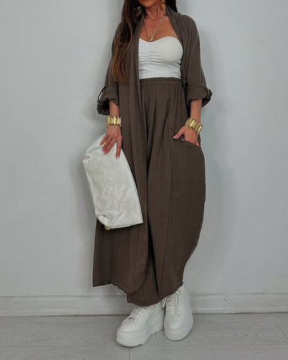 CASUAL LONG CARDIGAN SET