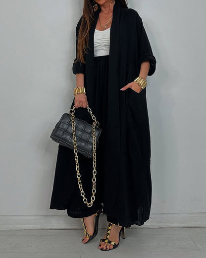CASUAL LONG CARDIGAN SET