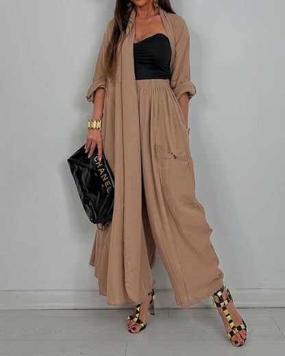 CASUAL LONG CARDIGAN SET