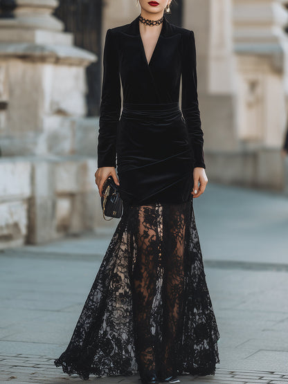 Velvet And Lace Evening Skirt Set