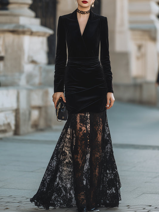 Velvet And Lace Evening Skirt Set