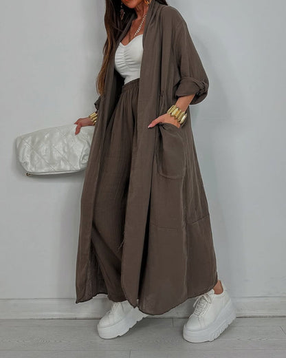 CASUAL LONG CARDIGAN SET