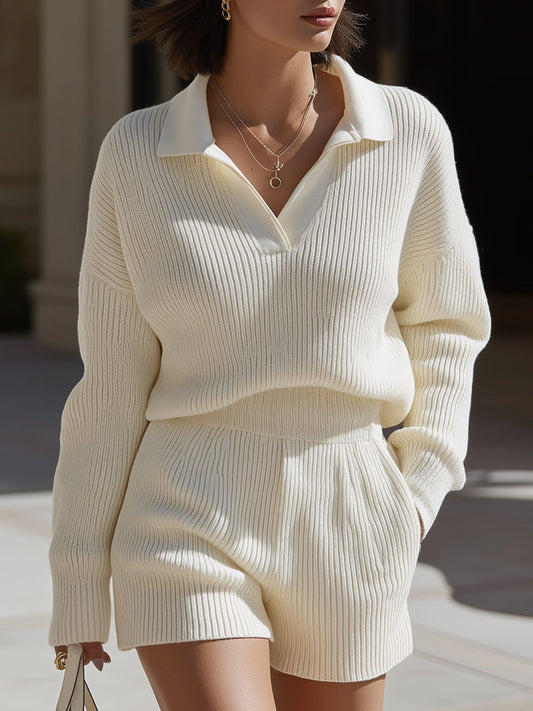 Comfort Ribbed Knit Polo Lounge Set