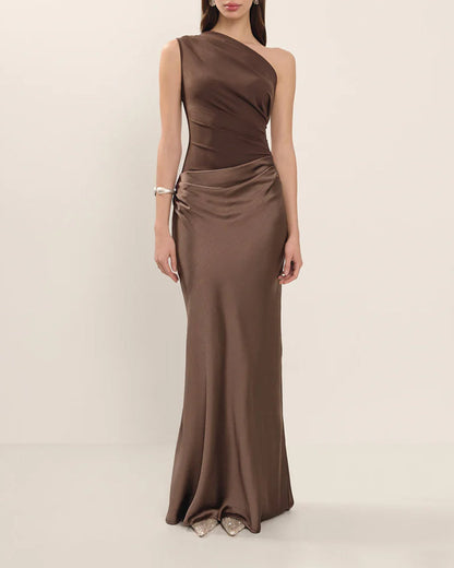 Slant Shoulder Party Dress